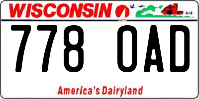 WI license plate 778OAD