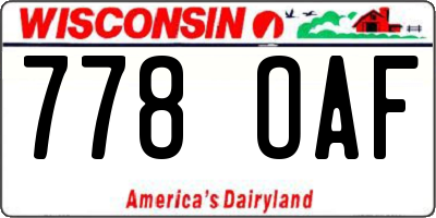 WI license plate 778OAF