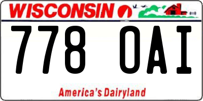 WI license plate 778OAI