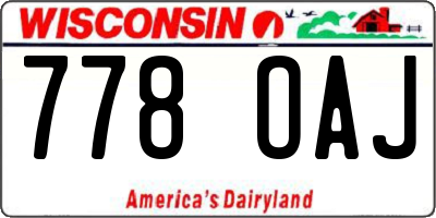 WI license plate 778OAJ