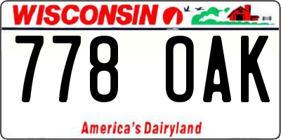WI license plate 778OAK