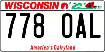 WI license plate 778OAL