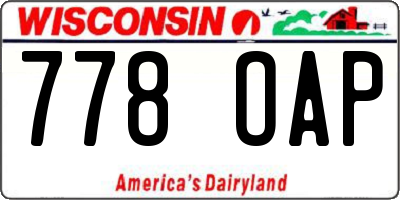 WI license plate 778OAP