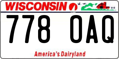 WI license plate 778OAQ