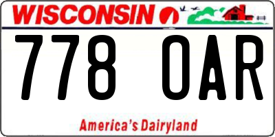 WI license plate 778OAR