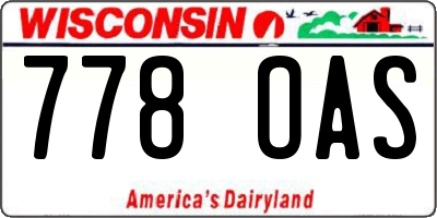 WI license plate 778OAS