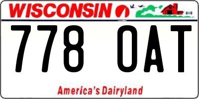WI license plate 778OAT
