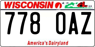 WI license plate 778OAZ