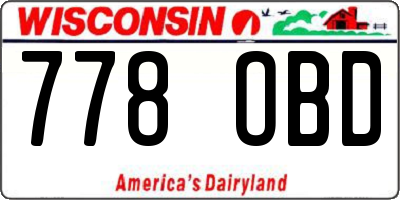 WI license plate 778OBD