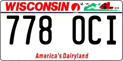 WI license plate 778OCI