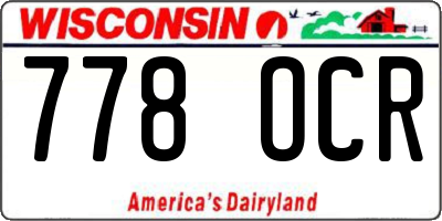 WI license plate 778OCR