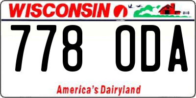 WI license plate 778ODA
