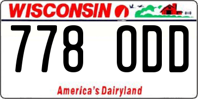 WI license plate 778ODD