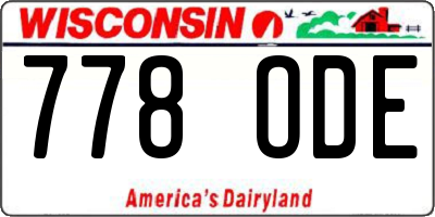 WI license plate 778ODE
