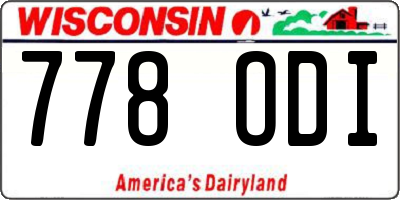 WI license plate 778ODI