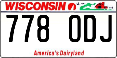 WI license plate 778ODJ