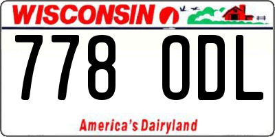 WI license plate 778ODL