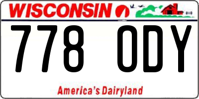 WI license plate 778ODY