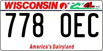 WI license plate 778OEC