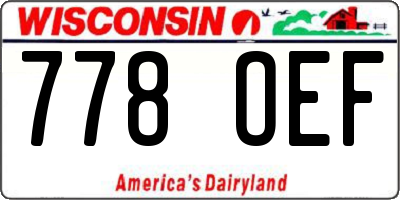 WI license plate 778OEF