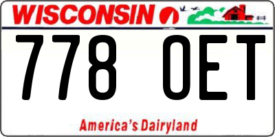 WI license plate 778OET