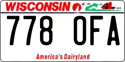 WI license plate 778OFA
