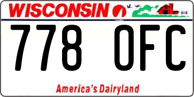 WI license plate 778OFC