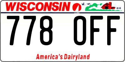 WI license plate 778OFF