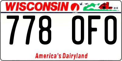 WI license plate 778OFO