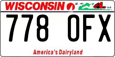 WI license plate 778OFX