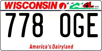 WI license plate 778OGE