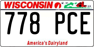 WI license plate 778PCE
