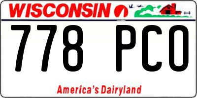 WI license plate 778PCO