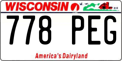WI license plate 778PEG