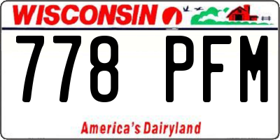 WI license plate 778PFM