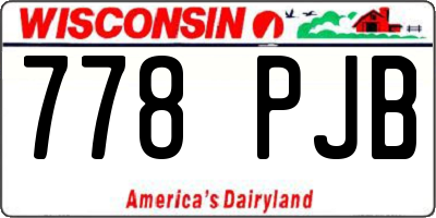 WI license plate 778PJB