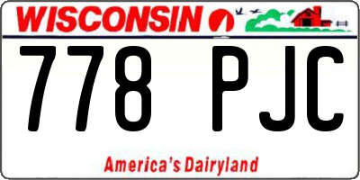 WI license plate 778PJC