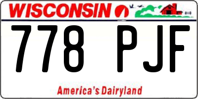 WI license plate 778PJF