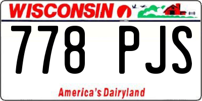 WI license plate 778PJS
