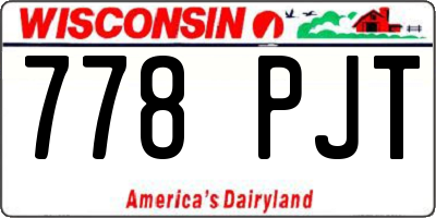 WI license plate 778PJT