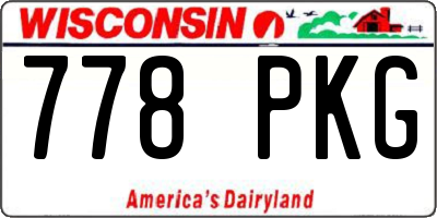 WI license plate 778PKG