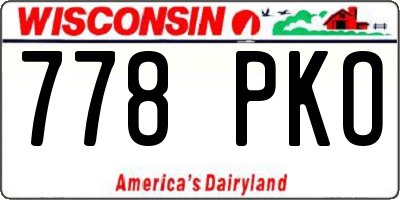 WI license plate 778PKO