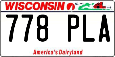 WI license plate 778PLA