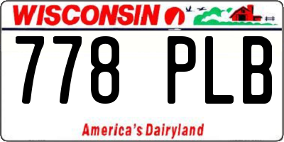 WI license plate 778PLB