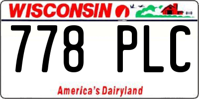 WI license plate 778PLC