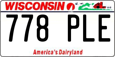WI license plate 778PLE