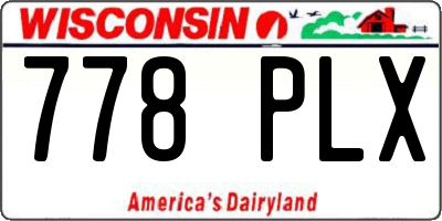 WI license plate 778PLX