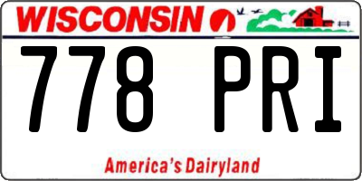 WI license plate 778PRI