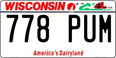 WI license plate 778PUM