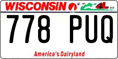 WI license plate 778PUQ